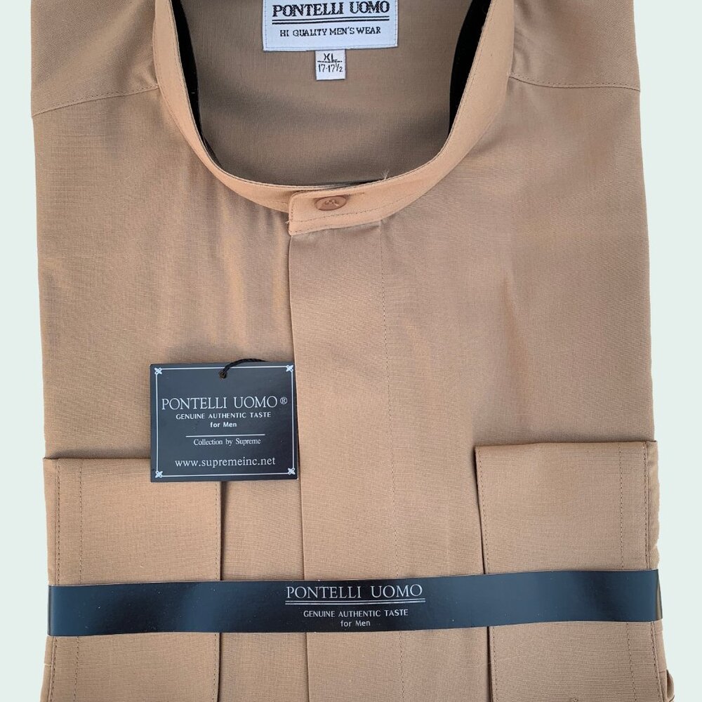 PONTELLI UOMO Hi Quality Men's Wear Bandit Collar Casual Shirt Size XL 17-17.5